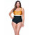 Coloured Swimsuit With Padded Cups And Wide Straps - Black, Damascus And Pearl