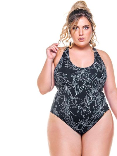 Lehona Cupped Bodysuit In Black And White Floral Print product