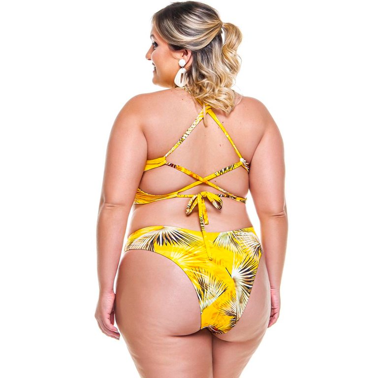 Cupped Top With Wide Under-Bust Band In Yellow Buriti Print