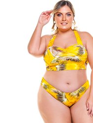 Cupped Top With Wide Under-Bust Band In Yellow Buriti Print - Yellow Buriti