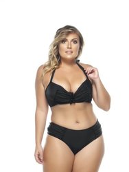 Draped Side Bikini Bottom - Black