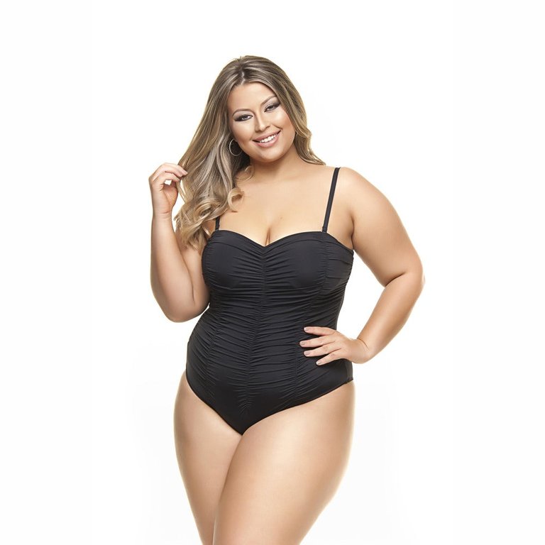 Draped Swimsuit With Padded And Wired Cups - Black