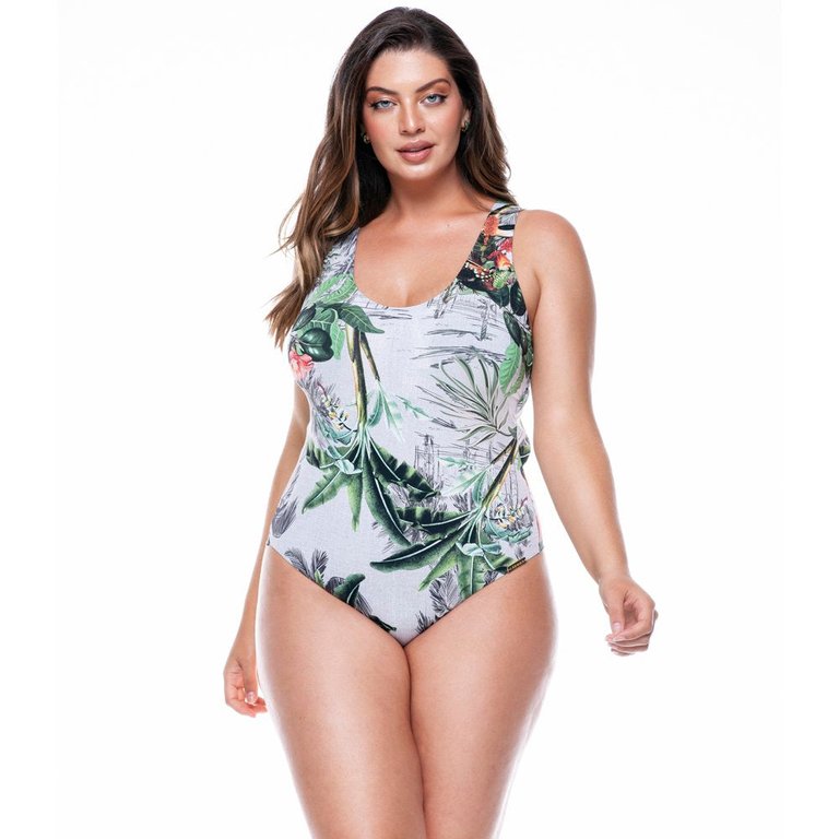 G-string Cupped Bodysuit in Botanical Garden Print - Botanical Garden