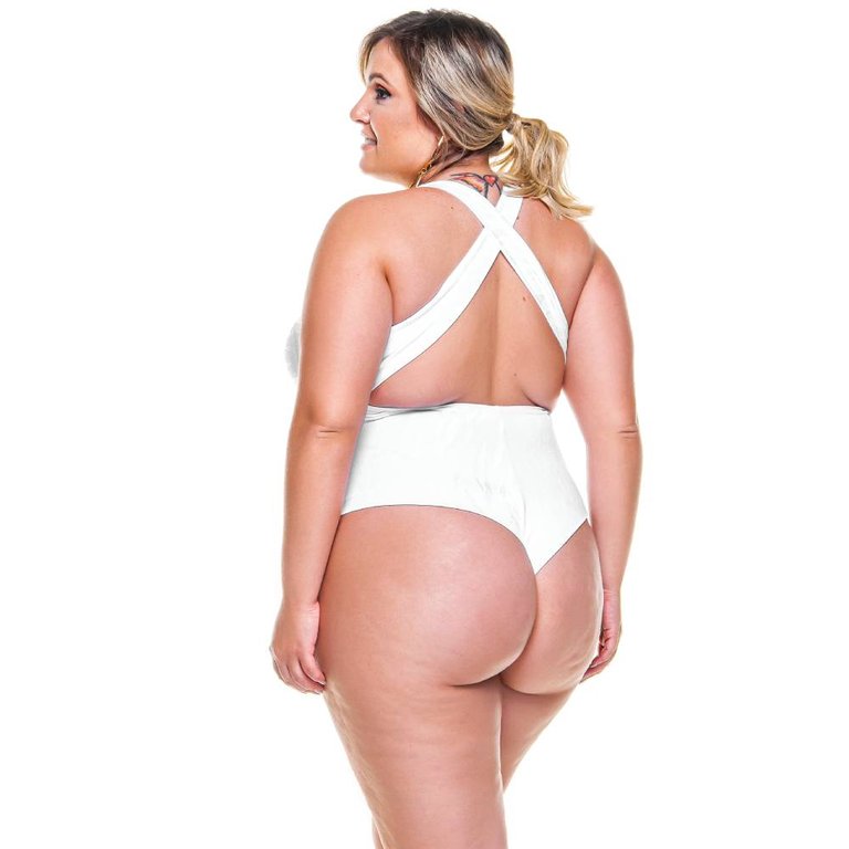 G-String Cupped Bodysuit - Textured White