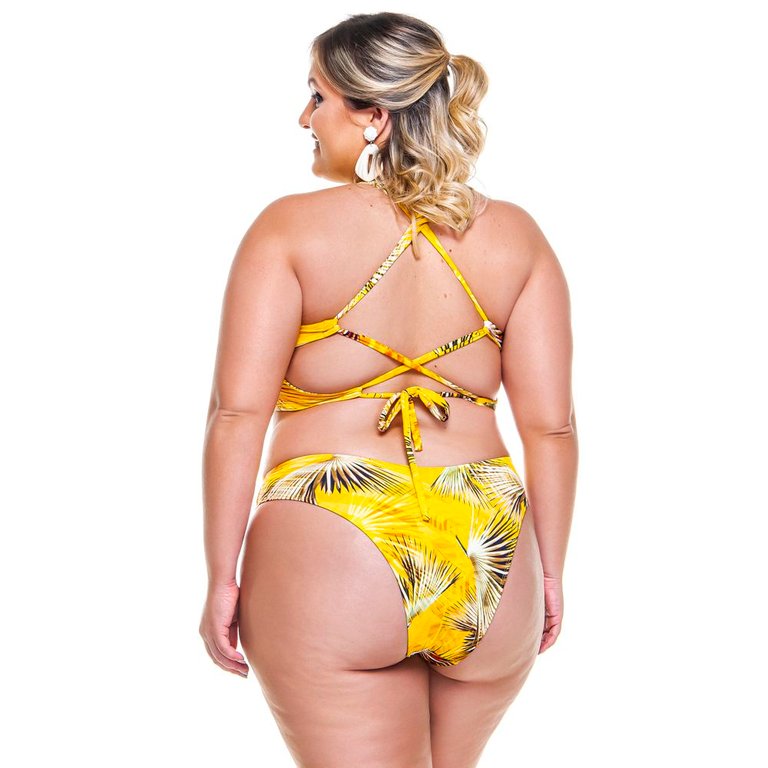 High-Cut Bikini Bottom In Yellow Buriti Print