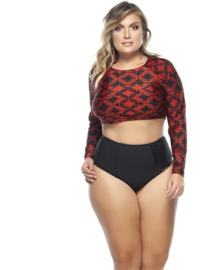 Lehona Long Sleeve Crop Top - Terracotta Geometric product