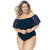 Off Shoulder Swimsuit With Padded Cups And Ruffles - Black