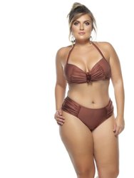 Padded Bikini Top With Draped Effect - Copper