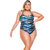 Padded Swimsuit And Crossed Back for Woman - Blue Feathers