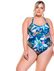 Padded Swimsuit and Crossed Back for Woman - Fiori