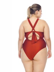 Padded Swimsuit With Crisscross Detailing In The Neckline For Woman