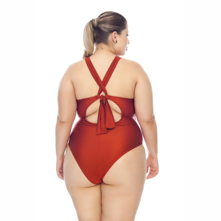 Padded Swimsuit With Crisscross Detailing In The Neckline For Woman