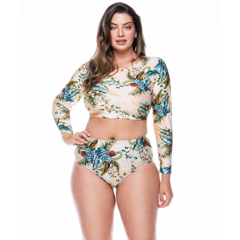 Plus Size High Waisted Bikini Bottom in Douro Print - Douro