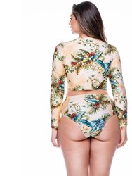 Plus Size High Waisted Bikini Bottom in Douro Print