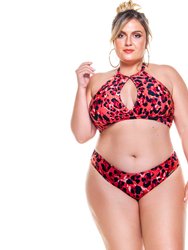 Plus Size Savana Print Crop Top with Cleavage Hole - Savanna