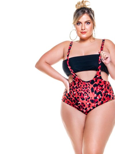 Lehona Plus Size Savana Print Jumper Swimsuit With Black Top product