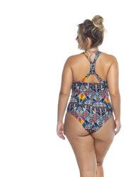 Swimsuit With Braided Detail On The Bust For Woman