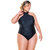 Swimsuit with Choker and Padded Cups for Woman - Black Texture