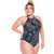 Swimsuit with Choker and Padded Cups For Woman - Black and White Floral