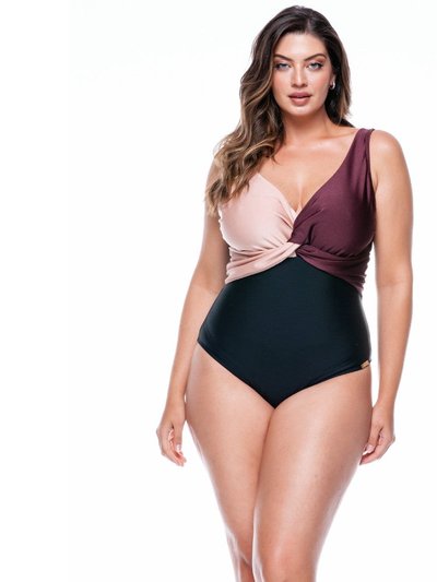 Lehona Swimsuit with Double Bust - Black/Wine/Whipped product
