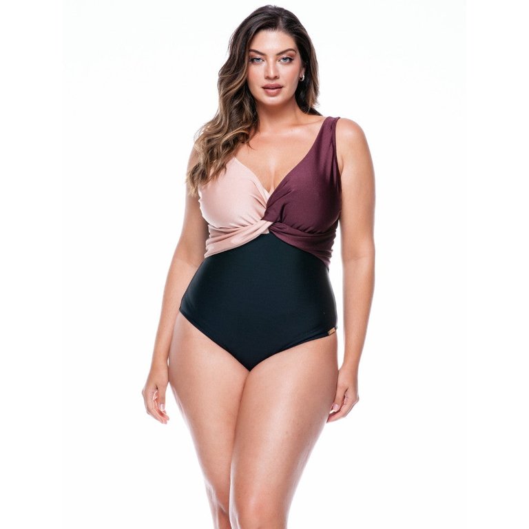 Swimsuit with Double Bust - Black/Wine/Whipped - Black/Wine/Whipped