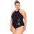 Swimsuit With Embroidery, Choker And Padded Cups - Black