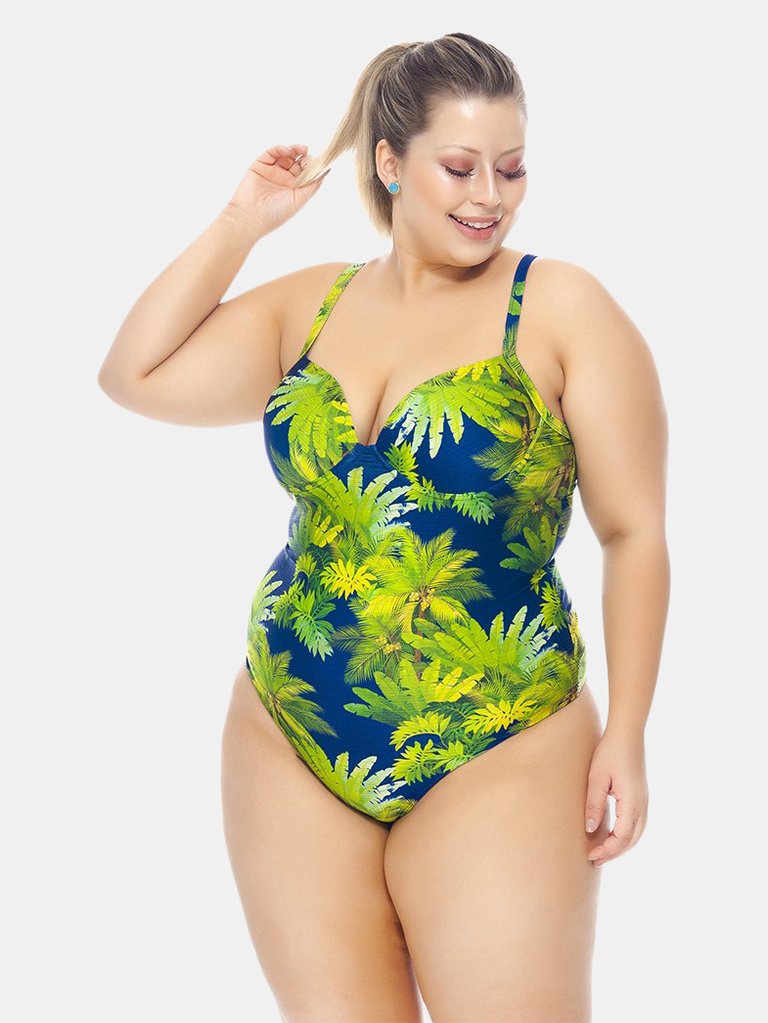 Swimsuit With Padded Underwired Cups - Green