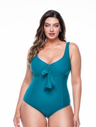Swimsuit With Side Cutout - Green