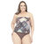 Swimsuit With Two Different Fabrics And Padded Top - Brown