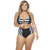 Two Colored Padded Push Up Bikini Top - Black Stripe