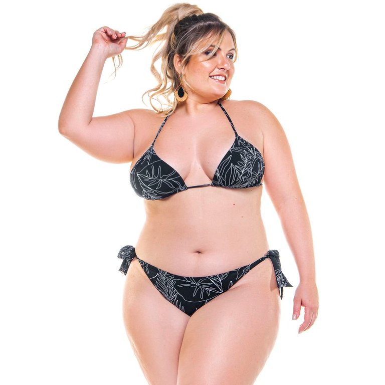 Woman Tied Up Swim Bottom  - Black And White Floral