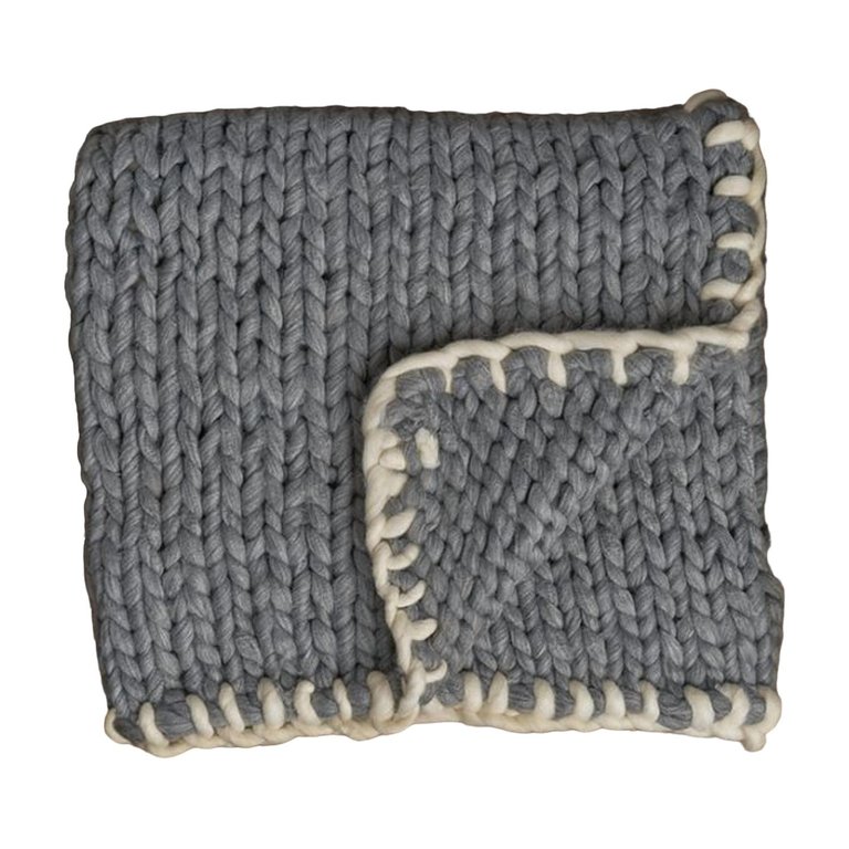 Cottonball Knit Blanket In Denim Blue - Denim Blue