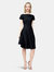 Cap Sleeve Circle A-Line Dress in Black Luxe Jacquard - Black Luxe Jacquard