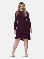 Erin Dress in Textured Crepe Dark Purple (Curve) - Textured Crepe Dark Purple