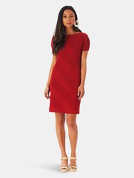 Freya Dress - Rib Jacquard Red Dhalia