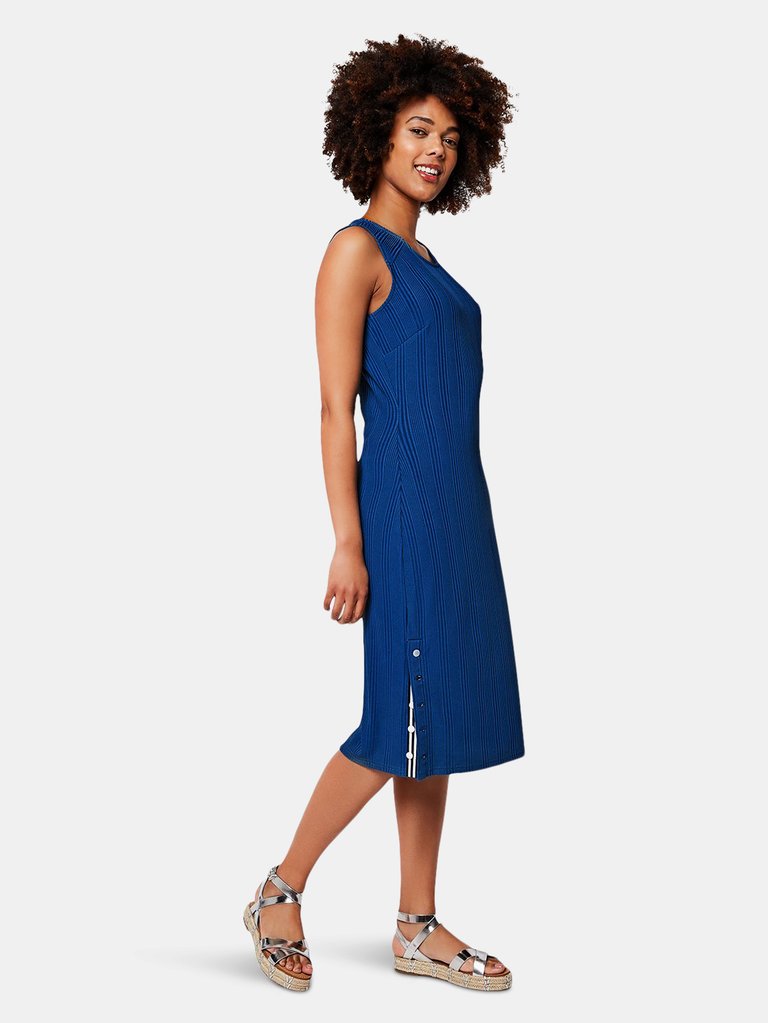 Hilary Dress in Rib Knit Blue