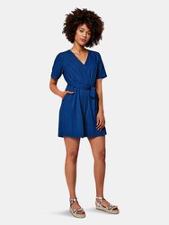 Leia Romper in Rib Knit Blue - Galaxy Blue