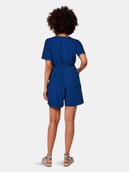 Leia Romper in Rib Knit Blue