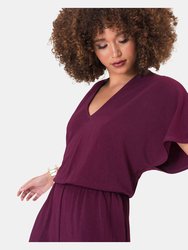 Michaela Jumpsuit in Textured Crepe Dark Purple