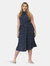 Mindy Shirred Midi Dress (Curve) - Twilight Dot Classic Navy