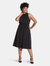 Mindy Shirred Midi Dress in Black Crepe (Curve)