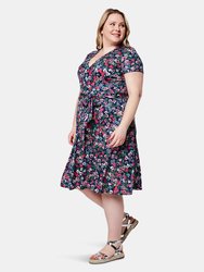 Perfect Wrap Cap Sleeve Dress in Garden Floral (Curve)