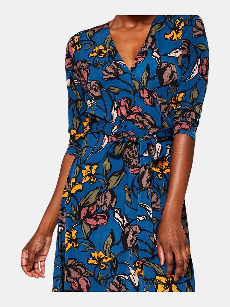 Perfect Wrap Dress in Tulips Poseidon (Petite)