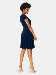 Sweetheart A-Line Dress in Classic Navy Crepe Blue