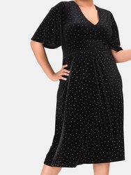 Zoe Dress in Gold Dotted Velvet (Curve)