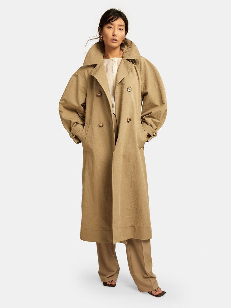 Ruby Oversized Trench Coat  - Sage