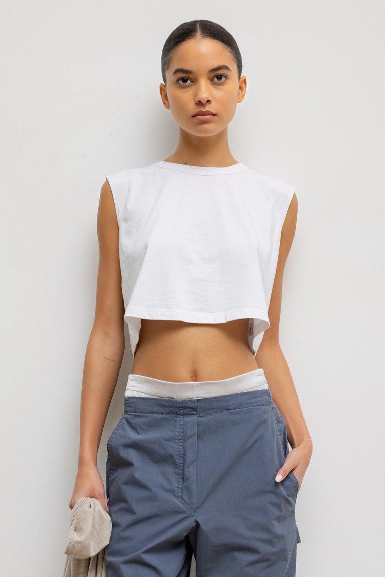 Crop Sleeveless Margo T-Shirt White - White