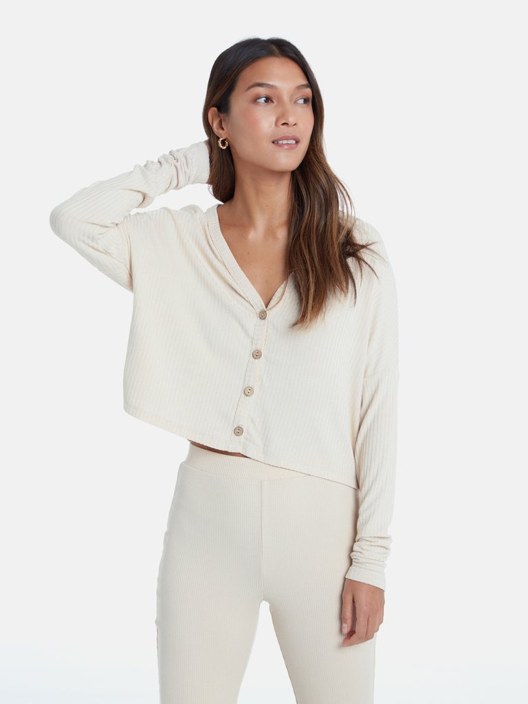 Oslo Button Front Top - Ecru