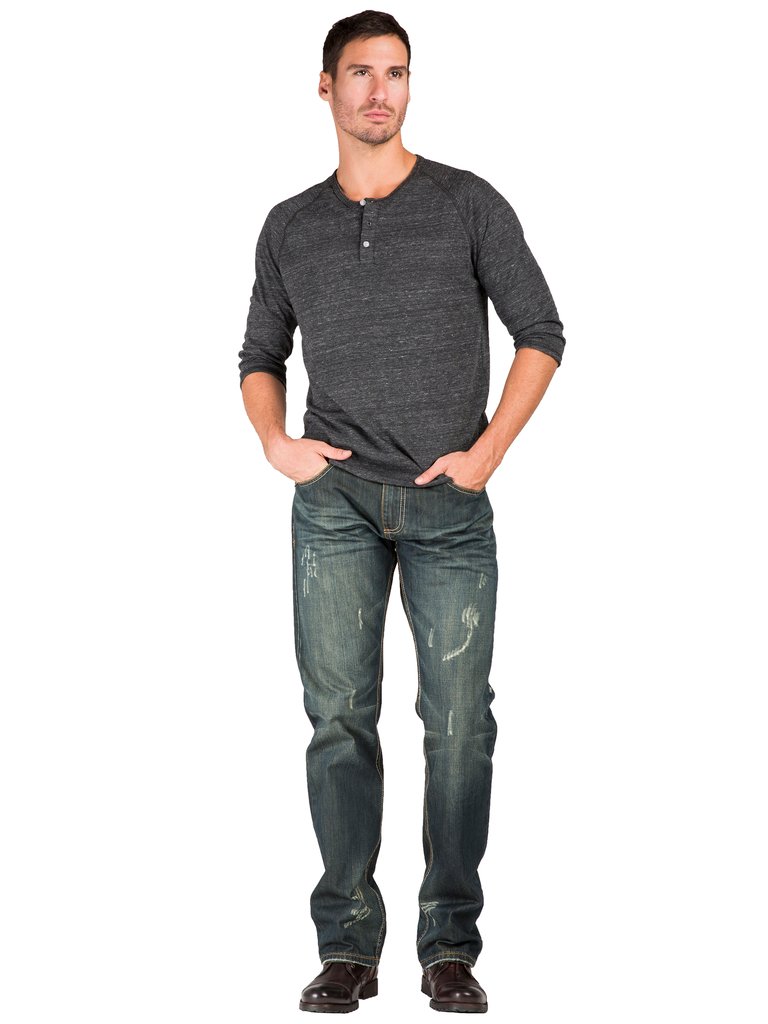 Men's Relaxed Straight Premium Denim Jeans - Faded Blue