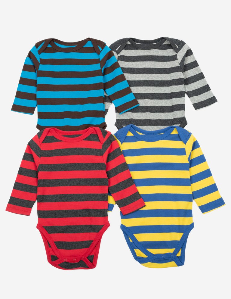 Baby Cotton Bodysuits Striped 4-Pack - Boy-Stripes-2